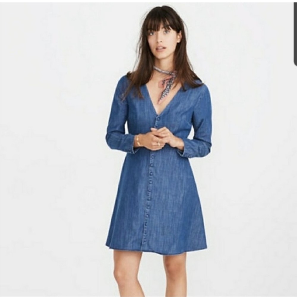 NWT Madewell Denim Lilyblossom Button-Front Dress